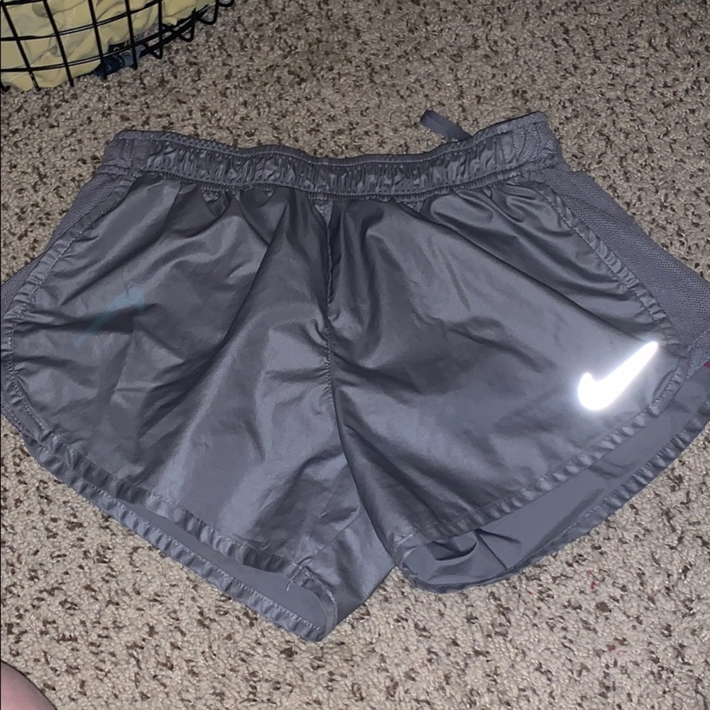 metallic silver nike shorts